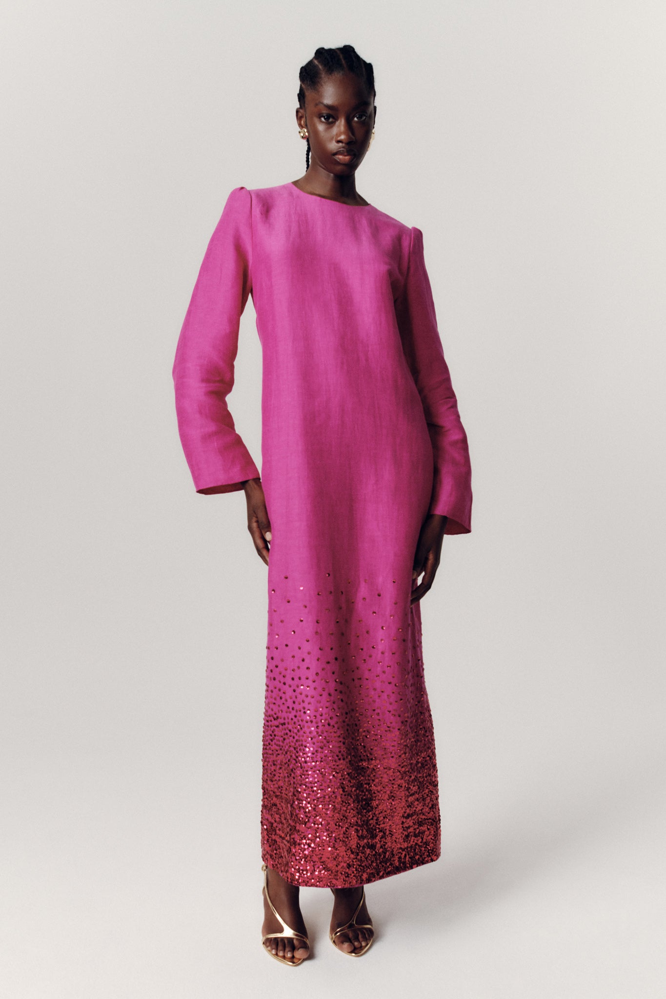 Reflection Sequin Maxi Dress - Deep Magenta